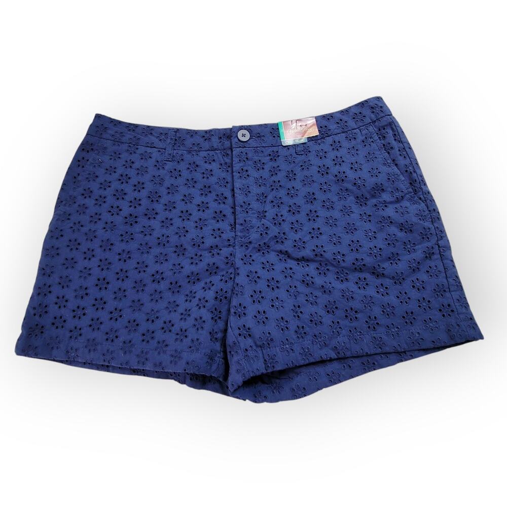Faded Glory Size 16 Blue Eyelet Chino Short Vacations Resort Cruise Spring Break